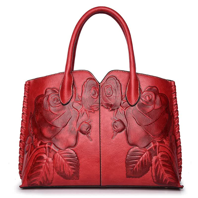 The Rosalie Embossed Tote – Red