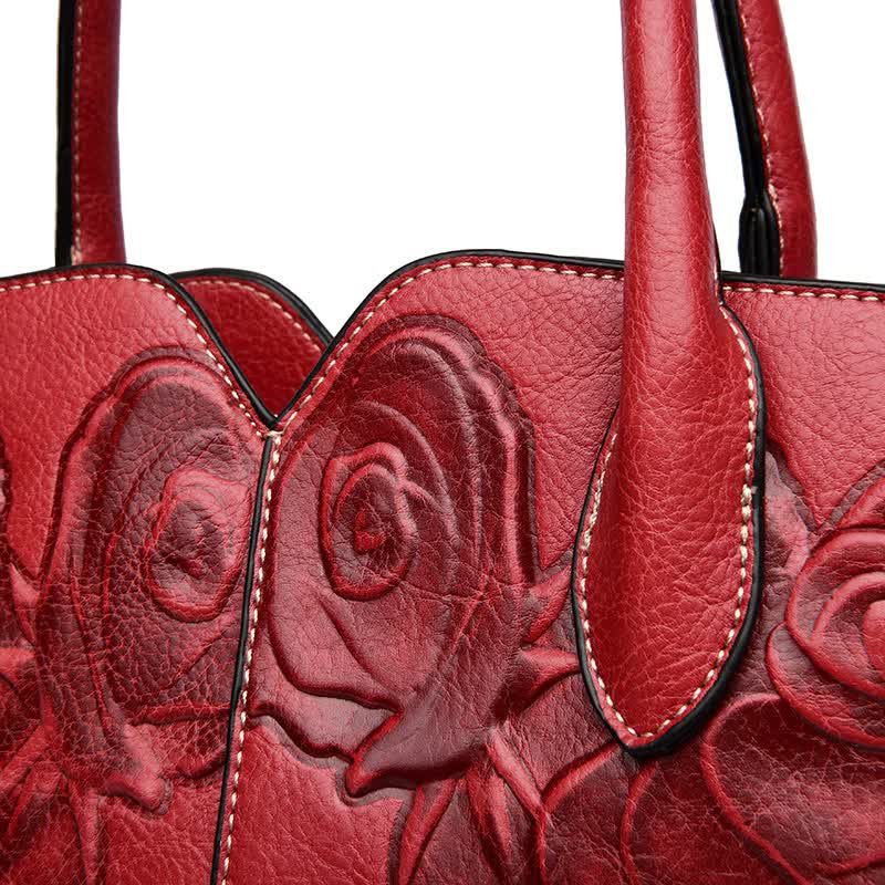 The Rosalie Embossed Tote – Red