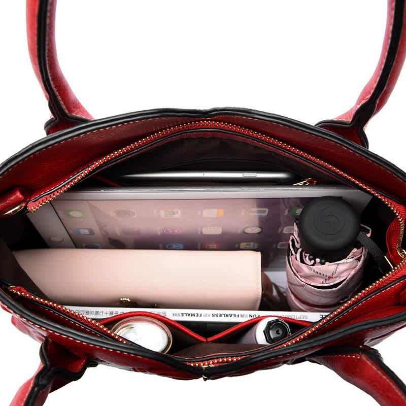 The Rosalie Embossed Tote – Red