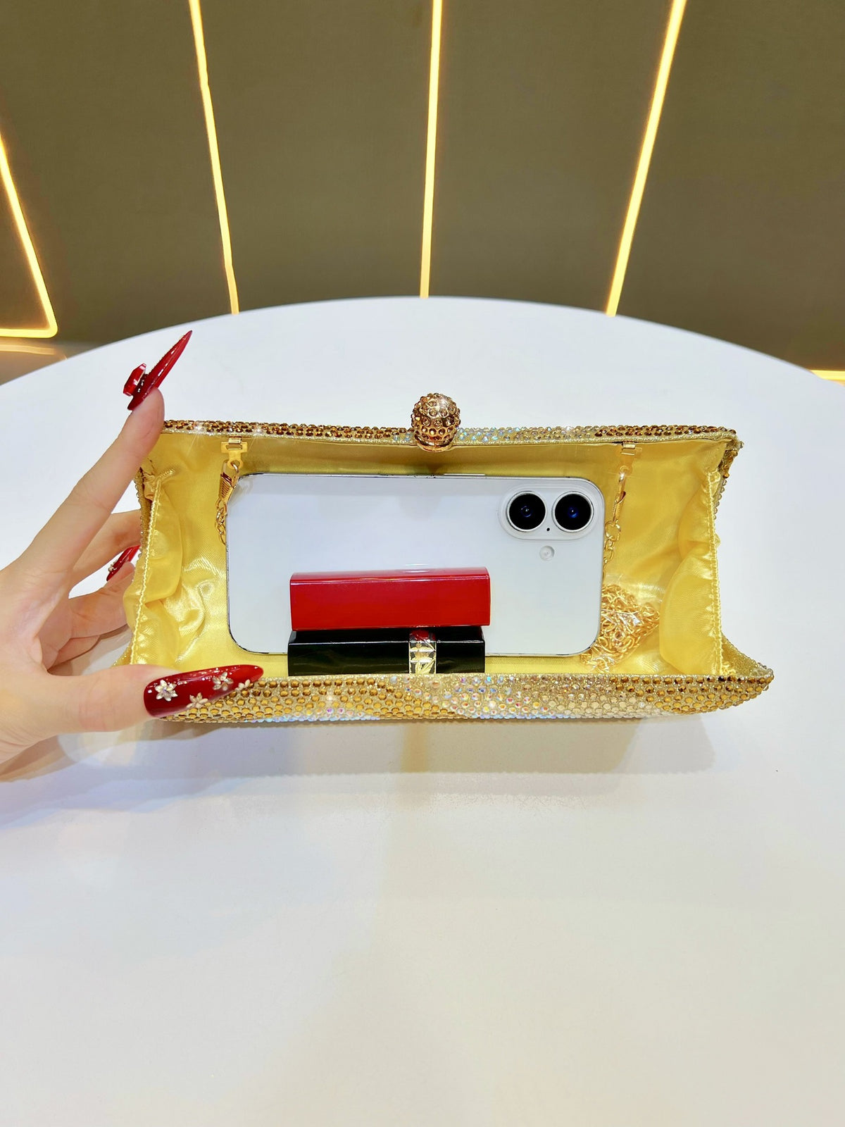 The Celeste Crystal Clutch – Gold