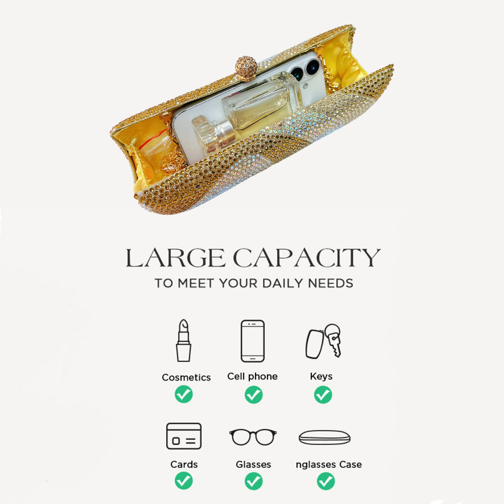 The Celeste Crystal Clutch – Gold