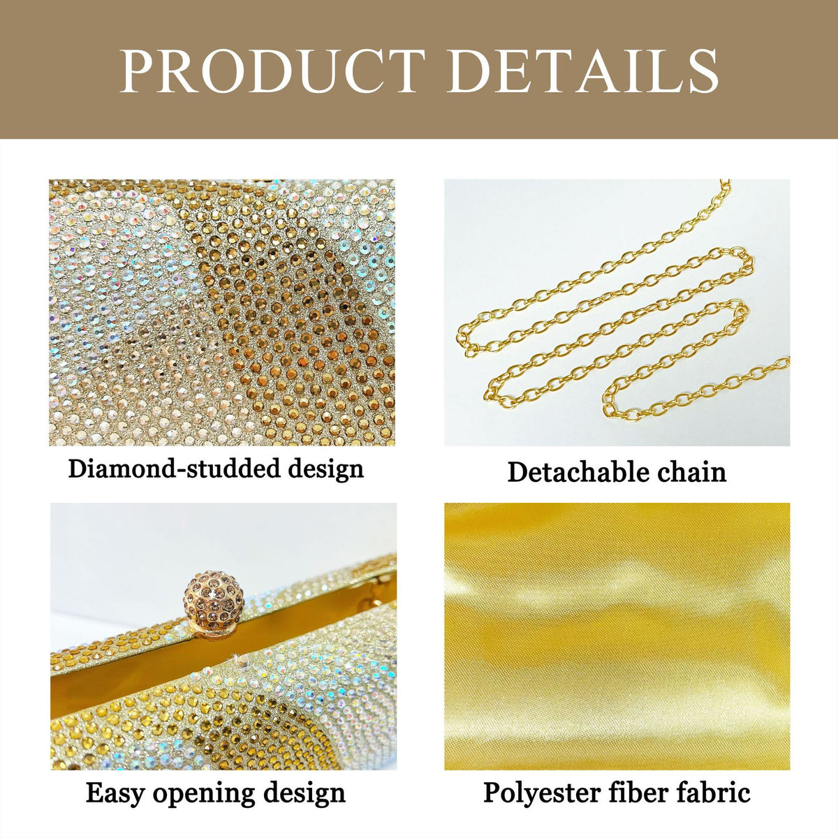 The Celeste Crystal Clutch – Gold