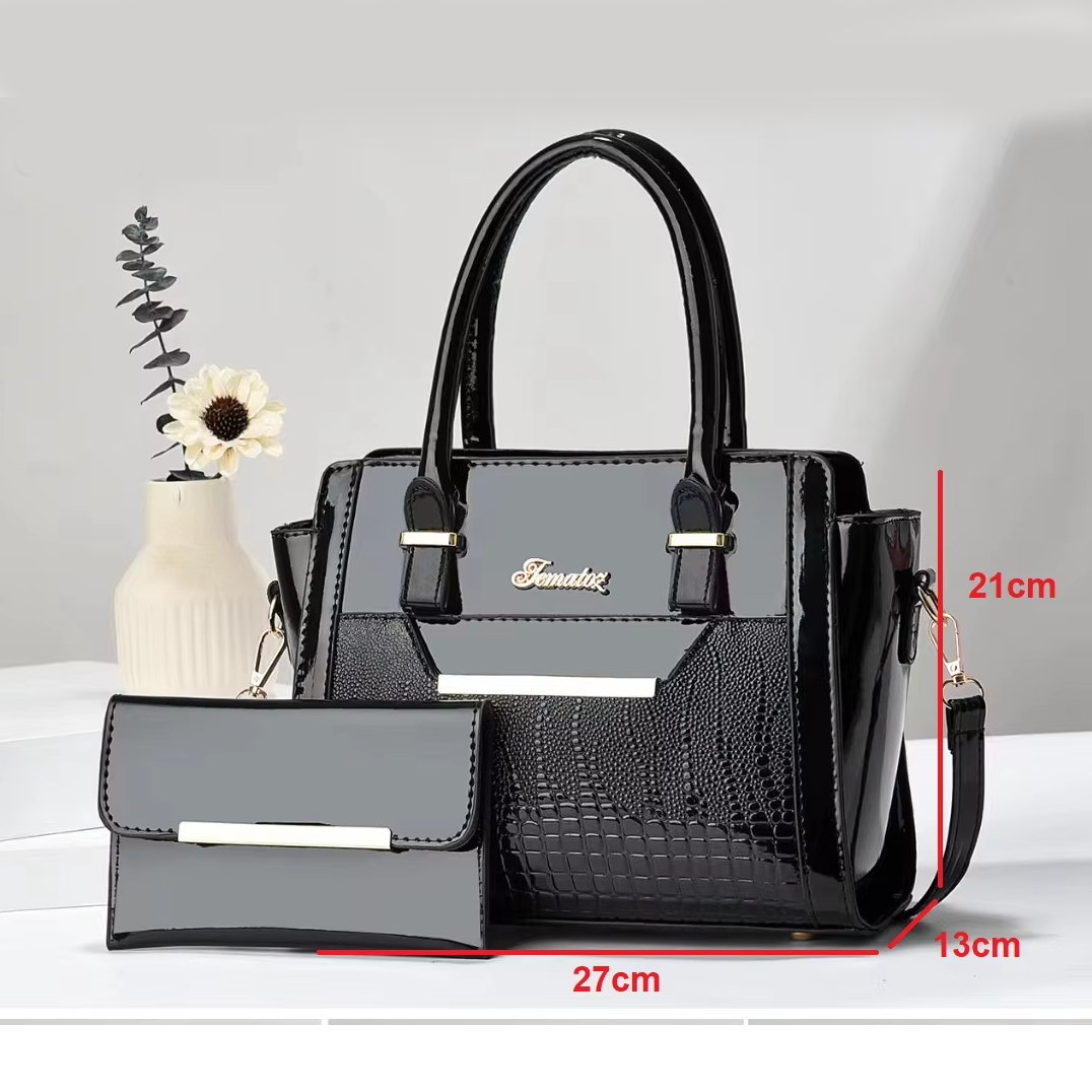 The Audrey Handbag & Wallet Set – Black